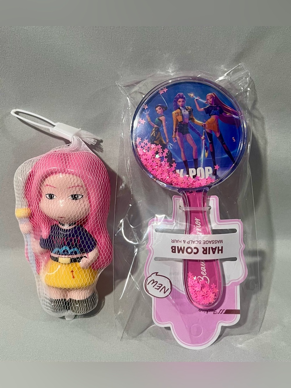 Squishy K-pop Mira & Glittery K-pop Hairbrush Bundle